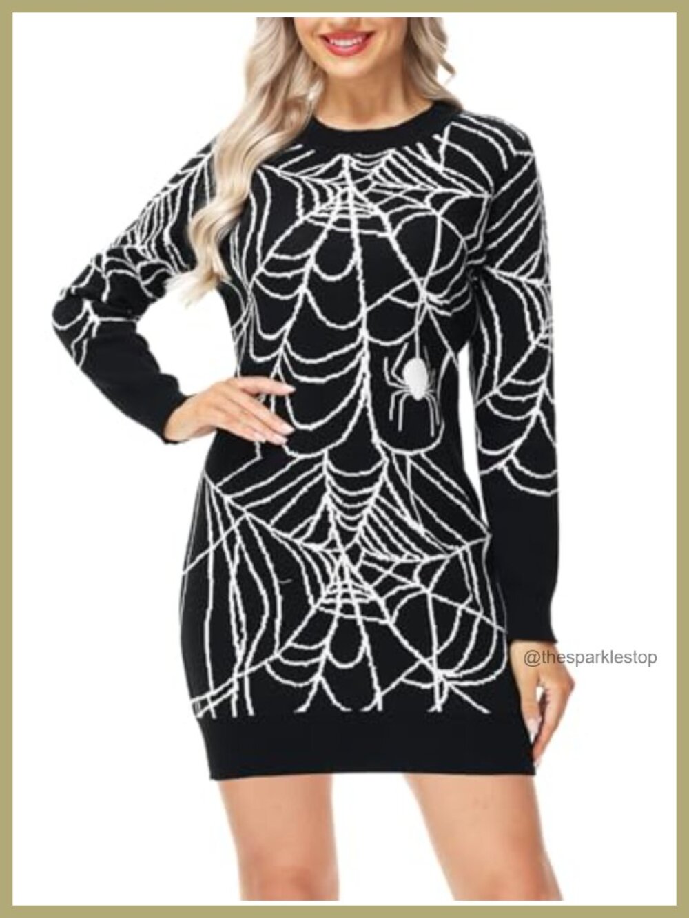 Women Halloween Sweater Dress Funny Holiday Vintage Knit Pullover